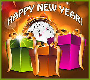 Happy New Year with clock
