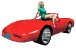 girl sitting on a sports car animated