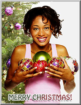 woman with Christmas ornaments