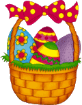 easter basket with colored eggs
