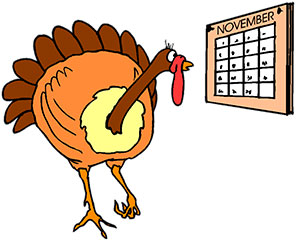 turkey with november calendar