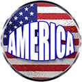 America on an American flag button