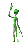 space alien waving animated gif - bright green