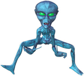 blue alien trying to grab you