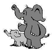 two elephants waving