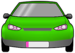 front view green car