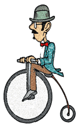 old bicyclist glitter graphic
