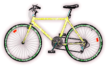 bicycle graphic yellow and green animated