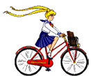 a girl riding a bicycle