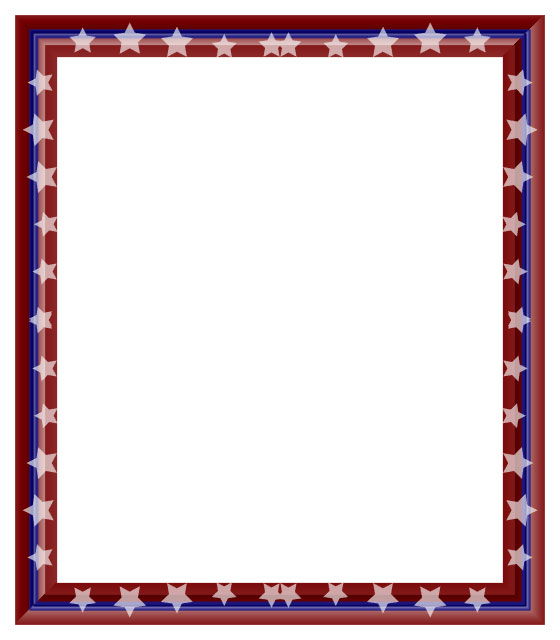 red, white, blue picture frame