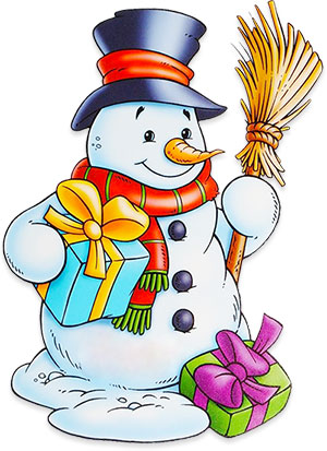 snowman with gifts