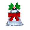 bell with holly and ribbon
