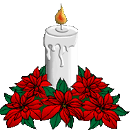 candle with poinsettias
