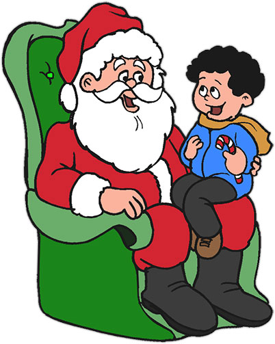 Children On Santa&#39;s Lap - Free Christmas Clipart