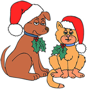 Christmas dog and cat