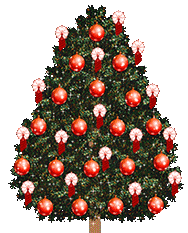 Christmas tree red ornaments