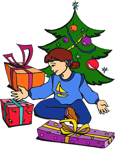 Free Christmas Clipart - Opening Christmas Presents