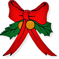red Christmas ribbon with holly