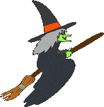 witch flying on her broom transparent background