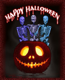 pumpkin and skeletons, smoke