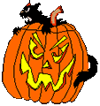 jack-o'-lantern with a black cat