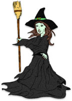 witch standing holding her broom