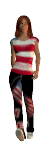 animated woman walking dressed in the colors of the American flag