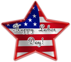 Happy labor day on a red white and blue star