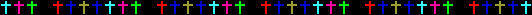 animated Christian crosses in a horizontal line