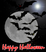 halloween clip art - bats and a full moon