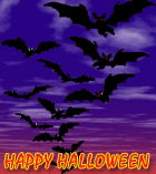 halloween bats flying at twilight
