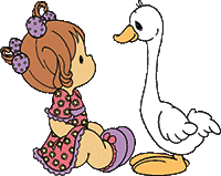 little girl and duck