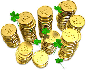gold coins and shamrocks