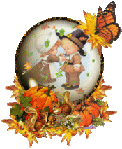 autumn scene with boy and girl
