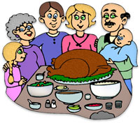 family around the Thanksgiving dinner table