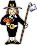 pilgrim farmer with hoe