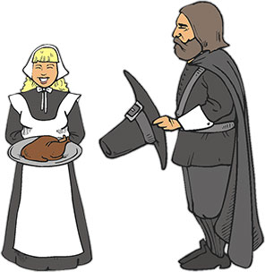 pilgrims and turkey