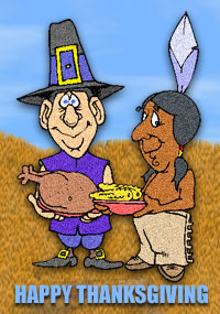 native American and pilgrim image