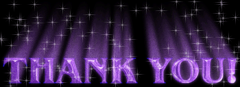 thank you, purple on black with glitter