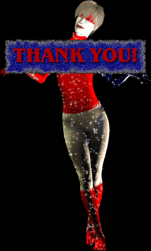 clown with animated thank you sign and glitter