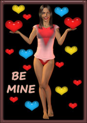 blue yellow and red hearts, be mine - clipart
