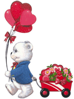 valentine bear with heart balloons